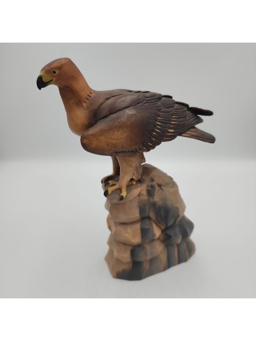 ANRI ITALY CARVED WOODEN EAGLE FIGURINE 8" SCULPTURE